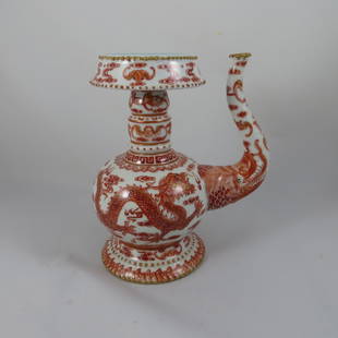 Chinese/Tibetan Penba Pot: Chinese/Tibetan Penba Pot &#28165;&#20195;&#38034;&#32418;&#25551;&#37329;&#40857;&#32441;&#21943;&#24052;&#22774;&#65292;&#22823;&#28165;&#20094;&#38534;&#24180;&#21046;