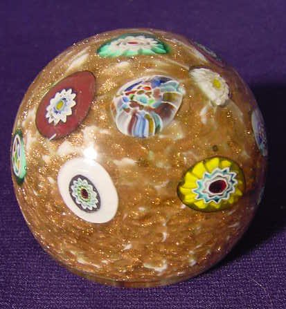 3 Paperweights: 1 Ribbon, 2 Millifiori NR - 3