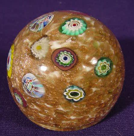 3 Paperweights: 1 Ribbon, 2 Millifiori NR - 4