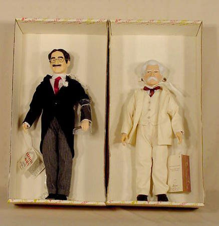 2 Effanbee Groucho Marx Mark Twain Dolls NR: 2 Effanbee dolls. No. 1983 Groucho Marx 16" No. 7631 Mark Twain 15"