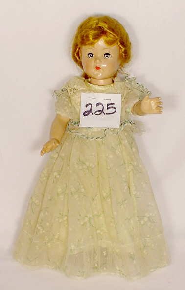 Effanbee Composition Doll: Effanbee compo doll, sleep eyes, closed mouth, 18" T., (crazing to right side of head & eyes)