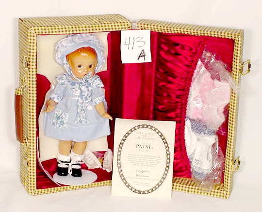 Effanbee Hard Plastic Doll "Patsy": Effanbee hard plastic, "Patsy", 12" T., w/ suitcase & extra clothes