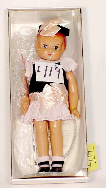 Effanbee Hard Plastic Doll "Patsy Ann": Effanbee hard plastic, "Patsy Ann", 18" T., w/ certificate & box says "Gloria Ann, but head & body marked "Patsy Ann" (boxes are in AS IS condition) ( arms need to be restrung)