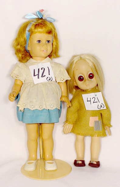 2 Dolls Chatty Cathy & Little Miss No Name: 2 Dolls: Both hard plastic & vinyl, a "Chatty Cathy", 20" T., & a Hasbro "Little Miss No Name", 14" T.