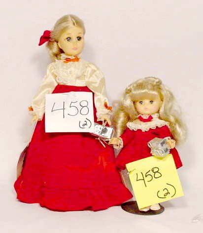 2 Effanbee Hard Plastic Dolls, Christmas: 2 Effanbee hard plastic dolls, "Christmas Eve Together" & "Patsy Ann Christmas Edition", 12 1/2" T. & 8 1/2" T., w/ wrist tags
