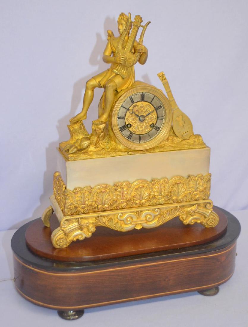 French Gilt Statue Clock with Musical Base and Dome: (1 of 5)