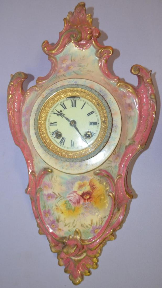 Ansonia Royal Bonn No. 3 Porcelain Hanging Wall Clock