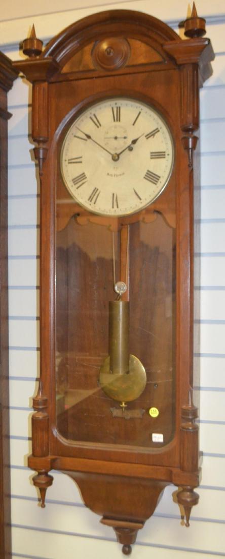 Seth Thomas Regulator No. 6 - 1880 Walnut Wall: Description: Seth Thomas Regulator No. 6 - 1880 Walnut Wall Regulator: TO with a signed Seth Thomas painted metal dial with seconds bit, the pendulum and single weight and an interior Seth Thomas labe