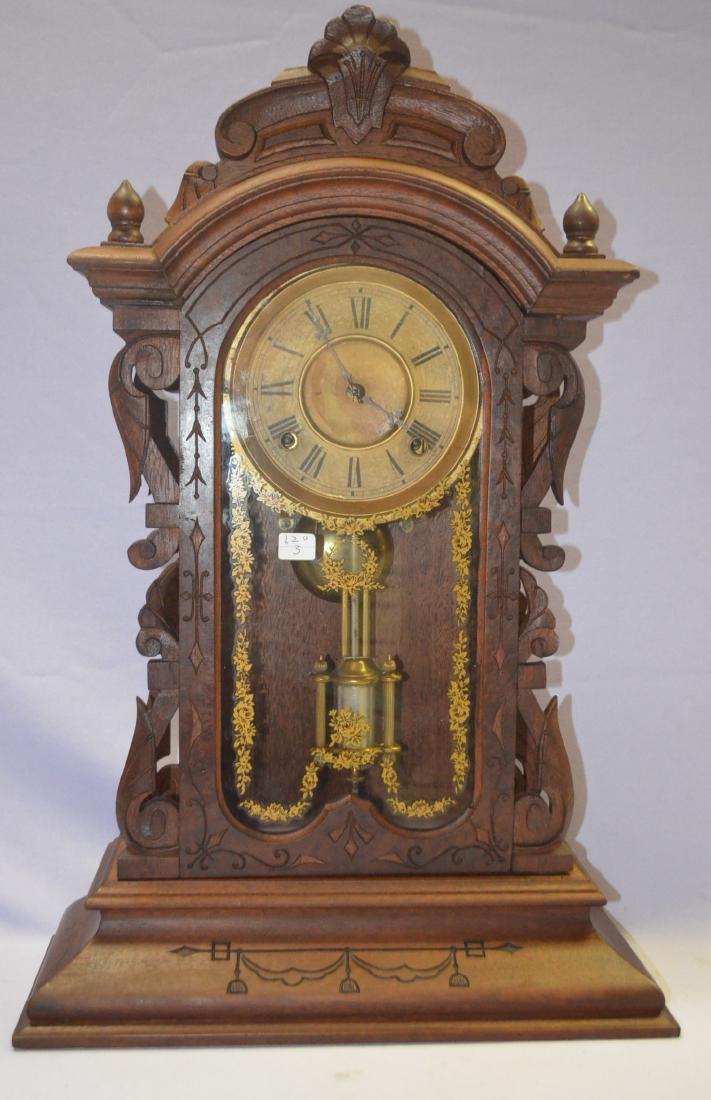 Jones Walnut Parlor Clock with Label Time and