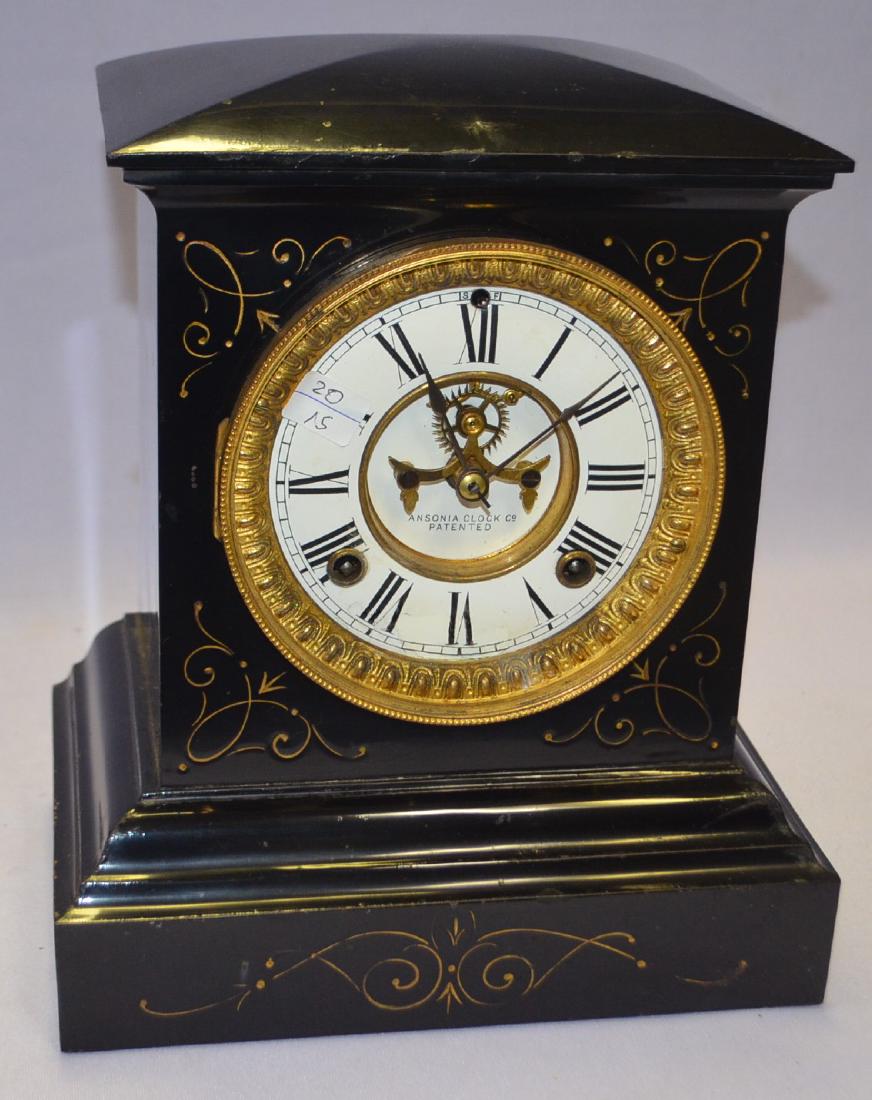 Ansonia Iron Case Bell Strike Mantel Clock: With a (1 of 5)