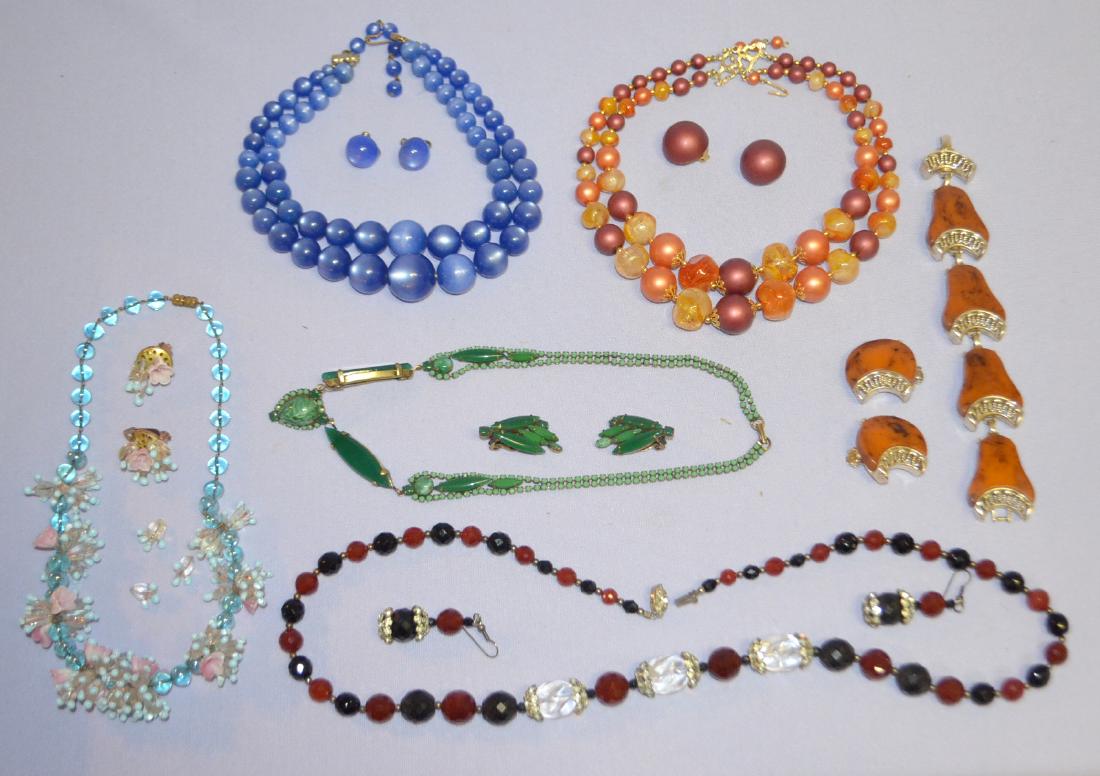 6 Two Piece Sets of Costume Jewelry, Glass and Plastic (1 of 8)