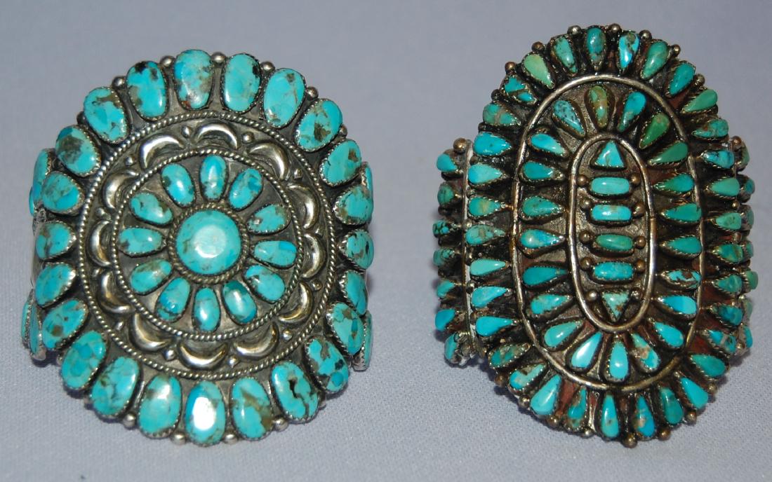 2 Unsigned Native American Navajo Silver & Turquoise (1 of 8)