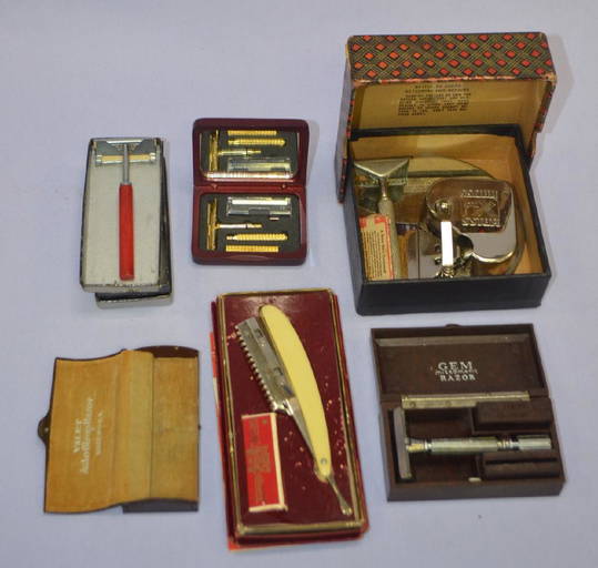 Six Old Razors And Related Items