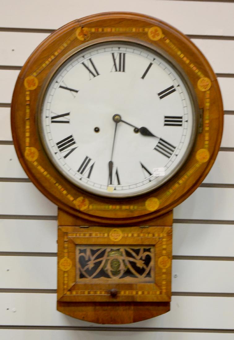 Antique New Haven Inlaid Wall Clock (1 of 4)