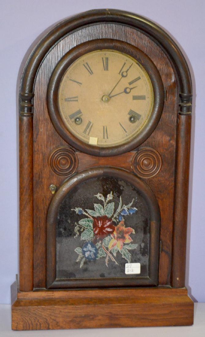 Antique Walnut N. Pomeroy Round Top Shelf Clock (1 of 3)