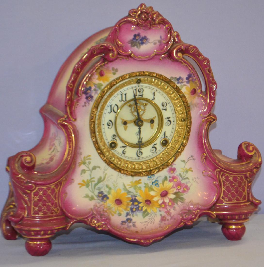 Antique Ansonia Royal Bonn Porcelain Mantel Clock (1 of 5)