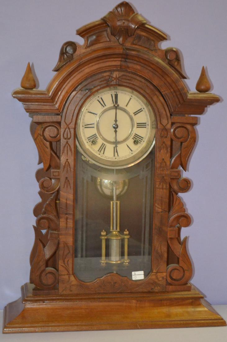 Antique Walnut Gilbert Parlor Clock (1 of 3)