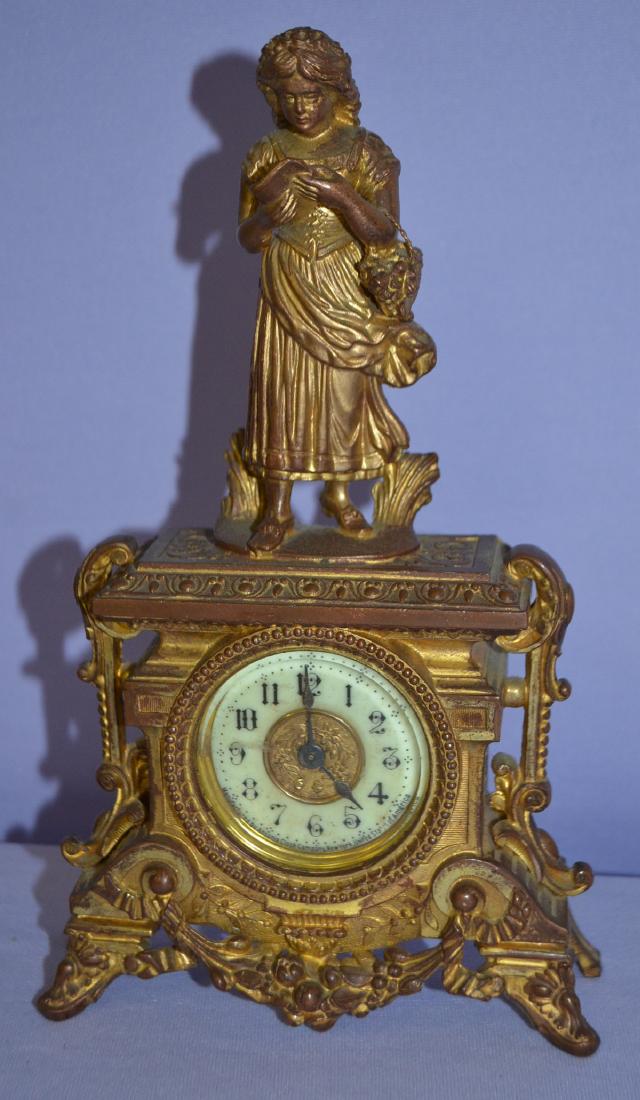 Signed Ansonia "Reader" Miniature Shelf Clock (1 of 4)