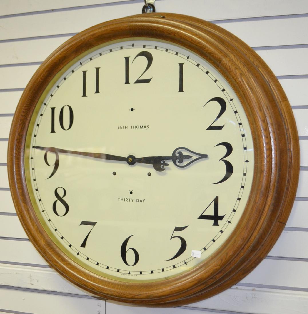 Antique Seth Thomas 24" Oak Gallery Clock