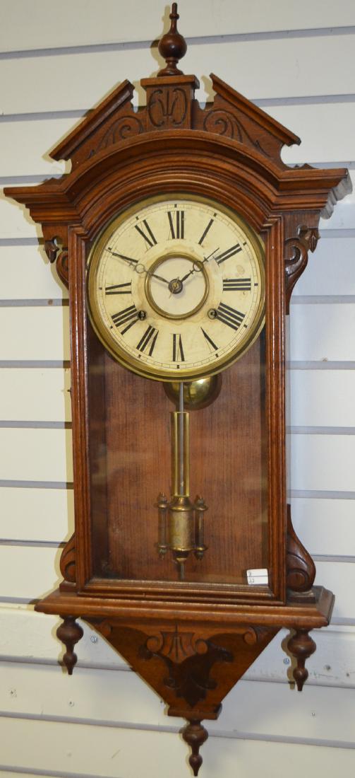 Antique Walnut Geo. B. Owens Wall Regulator Clock (1 of 7)