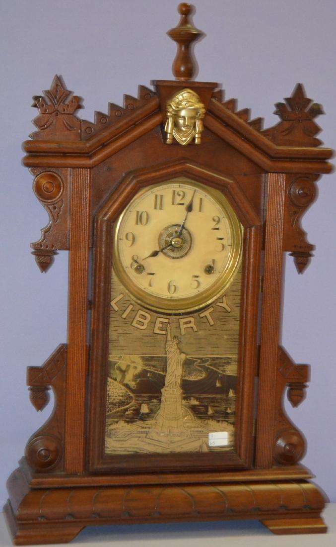 Antique Gilbert (?) Walnut Lady Head Parlor Clock (1 of 3)