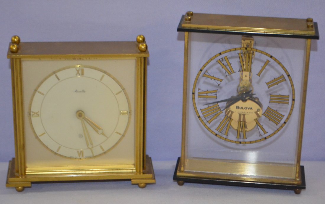 2 German Metal Desk Clocks, Mauthe & Bulova (1 of 5)