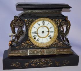 Ansonia Enameled Iron Rosalind Shelf Clock