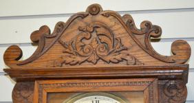 Carved Oak Waterbury Alton Wall Regulator Clock