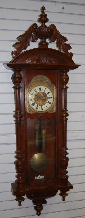 2 Weight Fancy Walnut Vienna Regulator Wall Clock