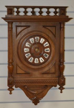 Black Forest Carved Walnut Wall Clock
