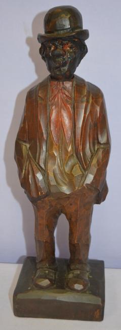 Wooden Crvd Negro Hobo Whistler Clock