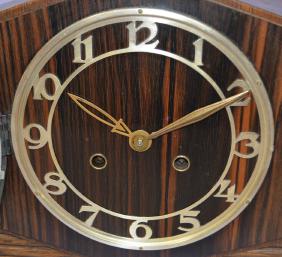 German 3 Gong F.H.S. Wood Mantel Clock