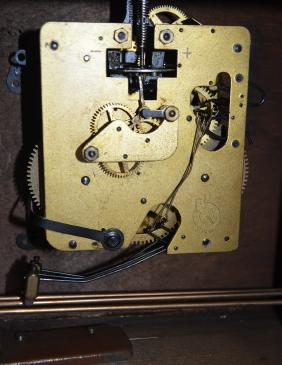 German 3 Gong F.H.S. Wood Mantel Clock