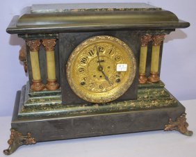 Seth Thomas Black Enamel Adamantine Mantel Clock