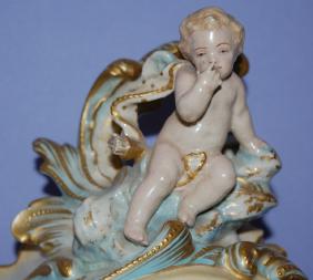 French Porcelain Figural Cherub Clock