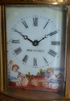 French Porcelain Panel Carriage Clock