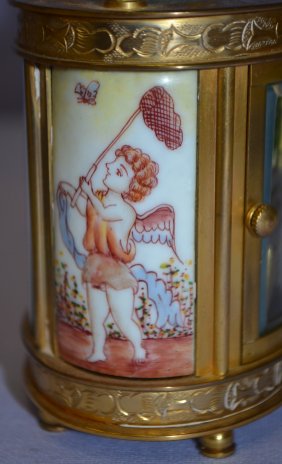 French Porcelain Panel Carriage Clock