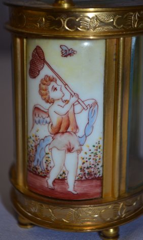 French Porcelain Panel Carriage Clock