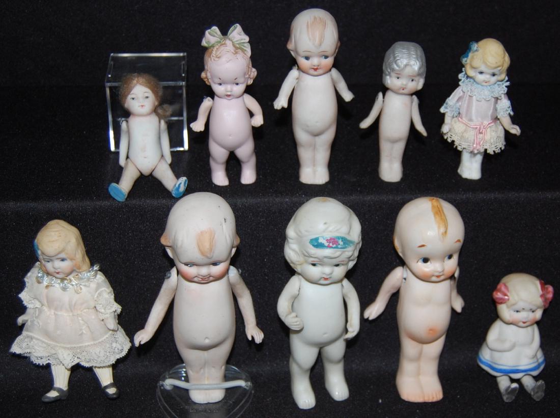 10 Antique All Bisque Dolls, "Made in Japan" & "Nippon": 10 Antique All Bisque Dolls, "Made in Japan" & "Nippon": They all have painted features, jointed arms and are all different from each other. All sell as is, where is. Tallest - 5 1/2"