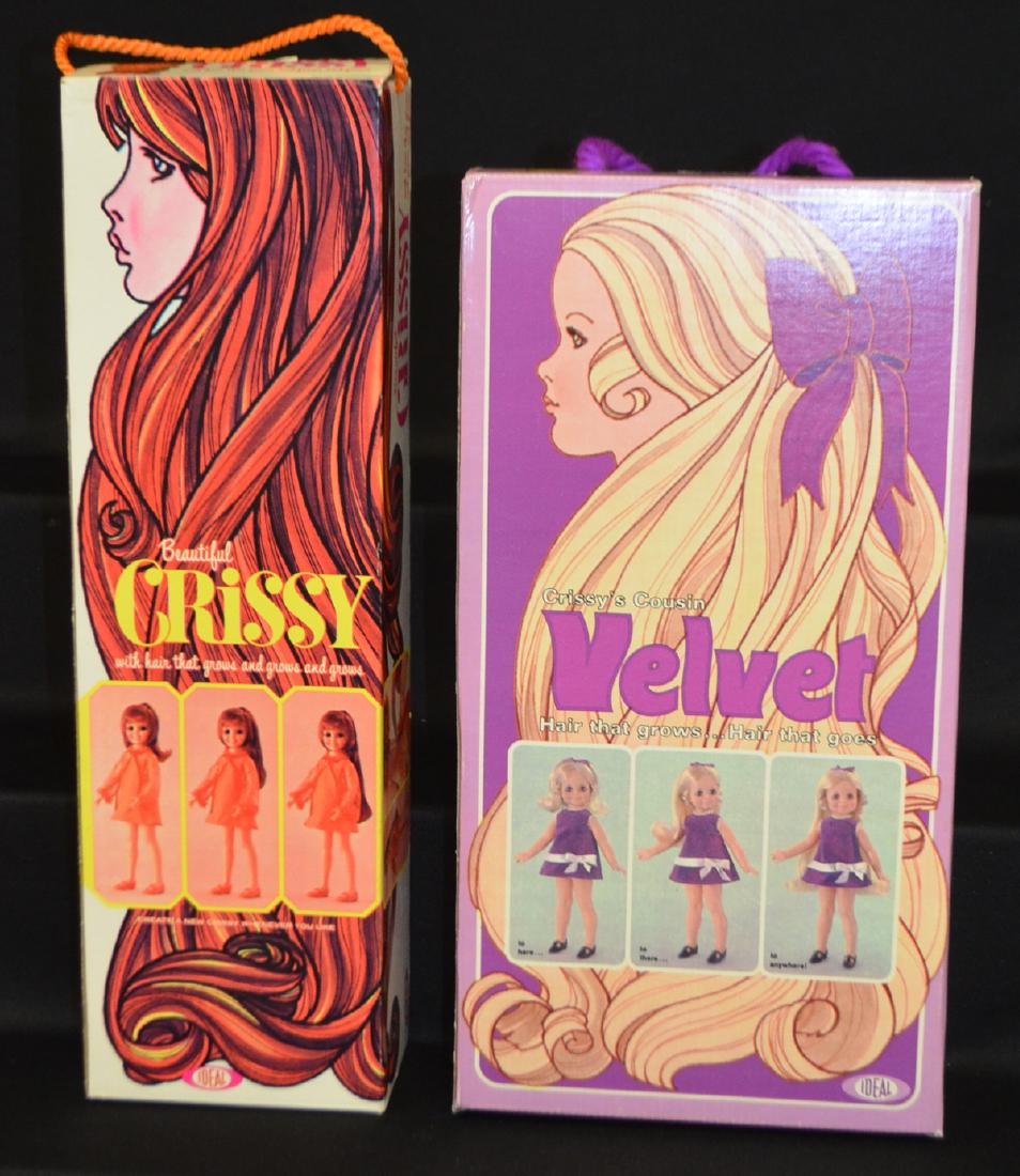 2 Ideal Dolls, Crissy & Velvet: 2 Ideal Dolls, Crissy & Velvet in Original Boxes, 1969 and 1970. 19" T and 17 1/2" Boxes Sells as is, where is.