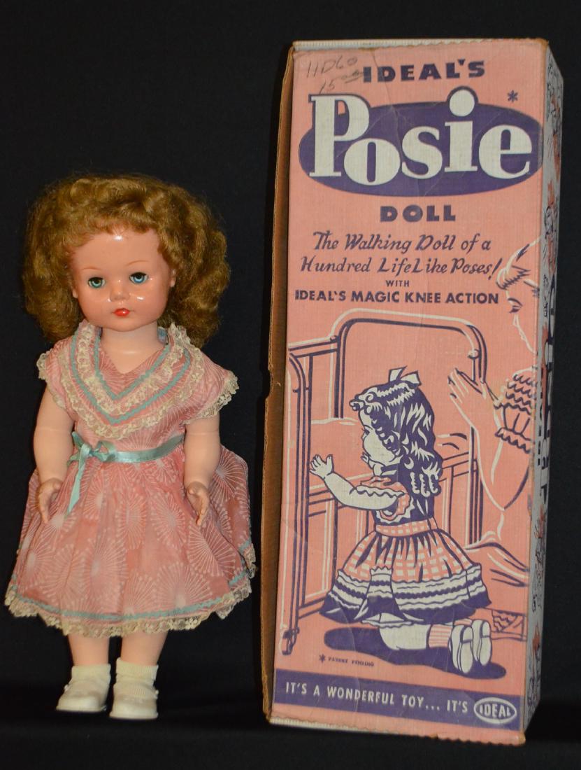 Ideals Posie Hard Plastic Walking Doll: Ideals Posie Hard Plastic Walking Doll: She is made of hard plastic with a rubber head and has a jointed body. She is fully marked and is in the Original Box wearing her original outfit. (She is in as