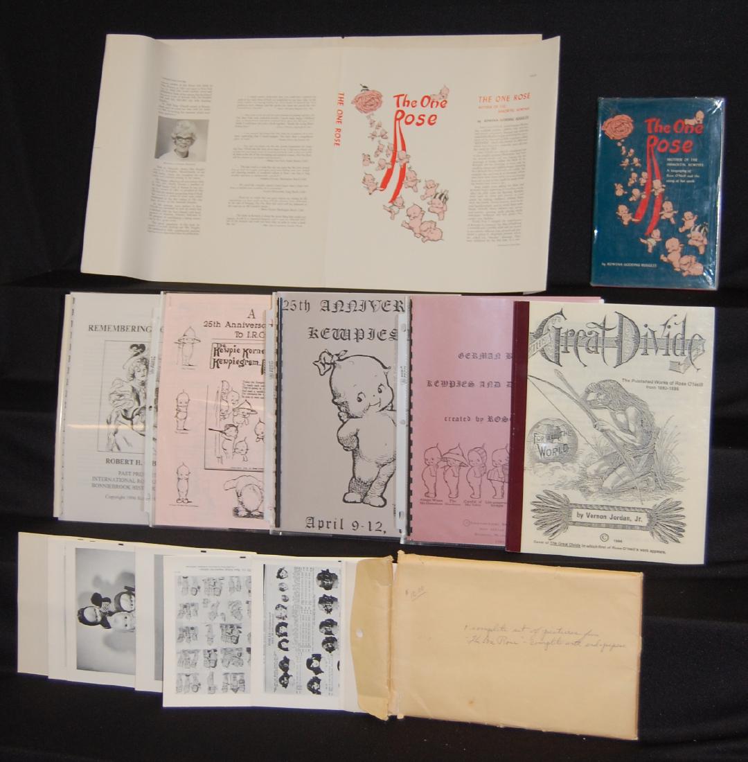 9 Rose O"Neill & Kewpie Books & Pamphlets: 9 Rose O"Neill & Kewpie Books & Pamphlets: 1.) "The One Rose Mother of the Immortal Kewpies" by Rowena Godding Ruggles, 1st Edition, signed by the author, hardbound with dust jacket, 80 pages. 2.) "Th