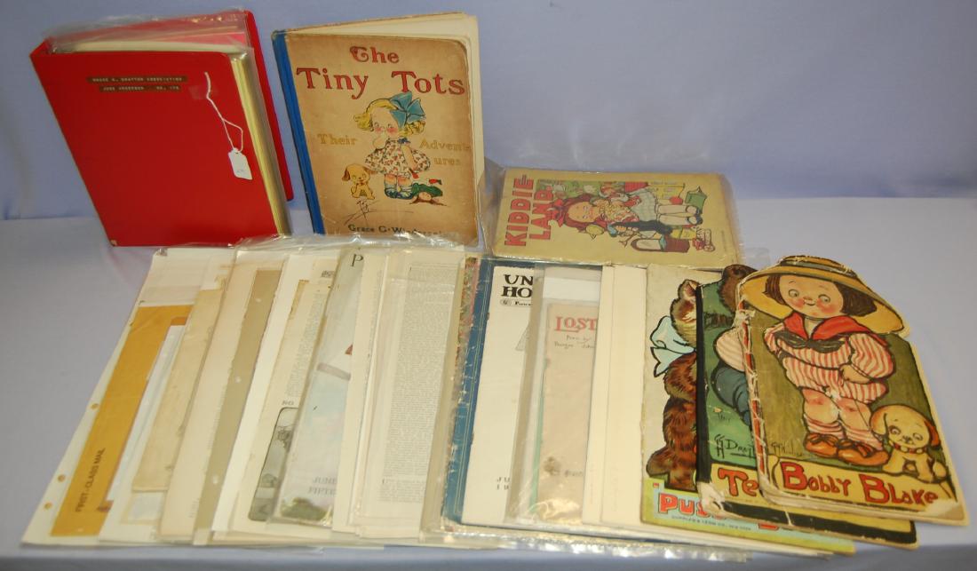 Grace Wiederseim (Drayton) Art & Related: Grace Wiederseim (Drayton) Art & Related Papers: Early 1900s Children's Books "Teedykins" "Puss in Boots" 2 "Kiddie Land" "Bobby Blake" and "The Tiny Tots"; Album full of Grace Drayton Assoc. Newslett