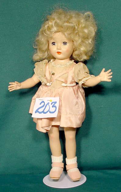 Effanbee Hard Plastic Doll NR: Please see our many other fine dolls up for sale! Hard plastic Effanbee on head and body, sleep eyes, painted features 14 1/2" T. No Reserve! All lots are listed to the best of our abilities with