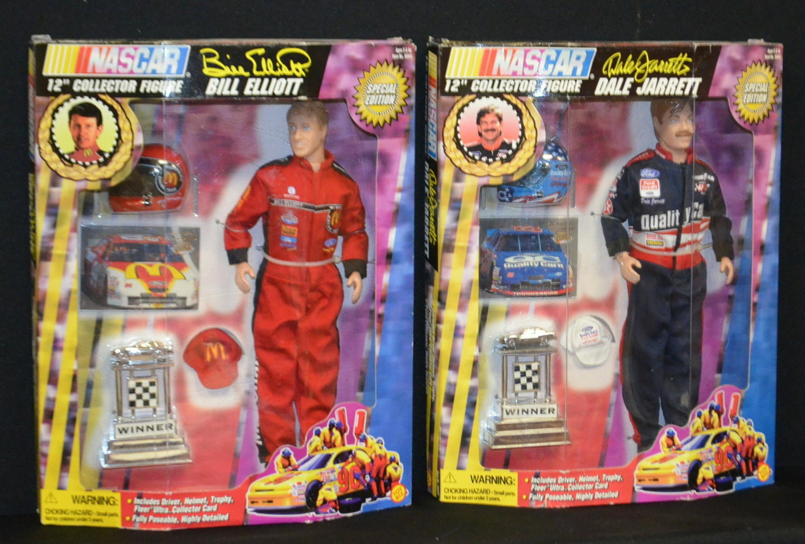 2 PCS NASCAR Collector Figures: 2 PCS NASCAR Collector's Figures: Bill Elliott & Dale Jarrett, NRFB. 14"