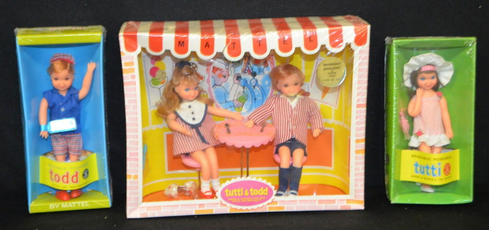3 Mattel Tutti Todd Dolls 1965 Nrfb
