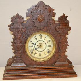 E. Ingraham Oak Cabinet Clock