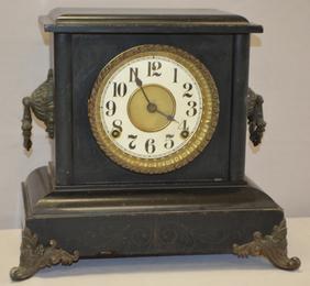 Ornate Antique Black Mantel Clock