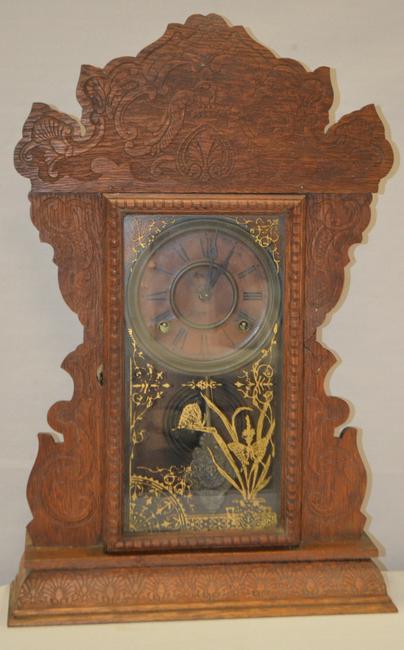 Antique Oak Carved Kitchen Clock