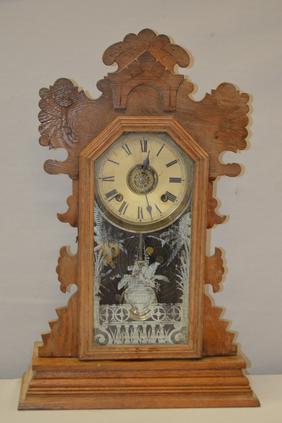 Antique Oak Kitchen Clock W/Alarm